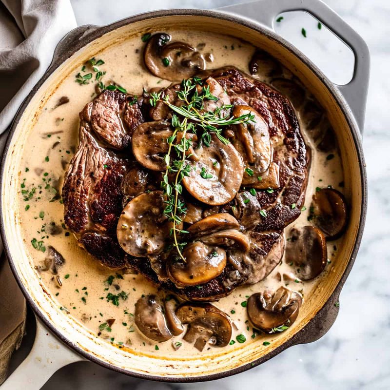 Pan-seared-steak-with-mushroom-cream-sauce-2